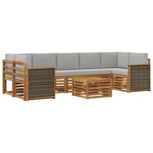 vidaXL Ensemble de canapés d'extérieur 8 Pièces Naturel et gris clair
