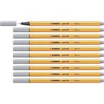 Stylo-Feutre POINT 88 Pointe Fine 0 4 mm gris bleu moyen x 10 STABILO