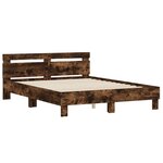 vidaXL Cadre de lit avec tête de lit et LED chêne fumé 140x190 cm