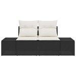 vidaXL Sofa de jardin 2 places avec coussins en polyrotin noir