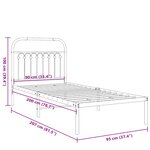 vidaXL Cadre de lit métal sans matelas avec tête de lit blanc 90x200cm