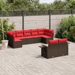 vidaXL Salon de jardin avec coussins 9 Pièces marron résine tressée