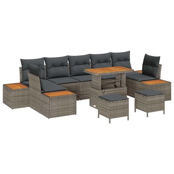 vidaXL Ensemble de canapé de jardin avec coussin avec stockage 10 Pièces