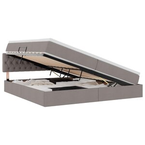vidaXL Lit de rangement LED avec matelas Taupe 200 x 200 cm Tissu