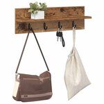 vidaXL Porte-manteau mural avec étagère Bois ancien 60 x 10.5 x 18 cm