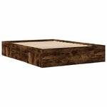 vidaXL Cadre de lit chêne fumé 135x190 cm bois d'ingénierie