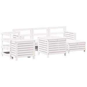 vidaXL Salon de jardin 7 Pièces blanc bois de pin massif