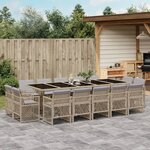vidaXL Ensemble à manger de jardin et coussins 15 Pièces mélange beige