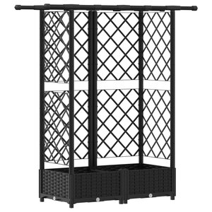 vidaXL Lit Élevé avec Treillis et Toit Noir 124 x 40 x 123 cm PP