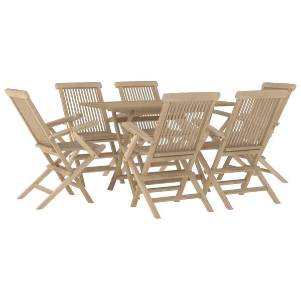 Salon de jardin meuble d'extérieur ensemble de mobilier 7 pièces gris bois de teck solide 02_0017435