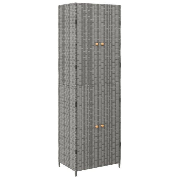vidaXL Armoire de rangement jardin Gris 59x40x180 cm Résine tressée