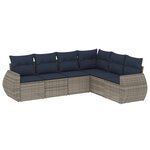 vidaXL Salon de jardin 6 Pièces avec coussins gris résine tressée