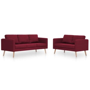 vidaXL Ensemble de canapé 2 Pièces Tissu Rouge bordeaux