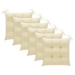 Vidaxl chaises de jardin avec coussins blanc crème 6 pièces teck massif