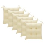 vidaXL Chaises de jardin avec coussins blanc crème 6 Pièces Teck massif