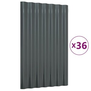 vidaXL Panneaux de toit 36 Pièces Acier enduit poudre Anthracite 60x36 cm