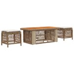 vidaXL Ensemble de salle à manger pour jardin 4 Pièces Beige et crème