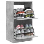 vidaXL Armoire à chaussures 2 tiroirs rabattables gris béton