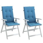 vidaXL Coussins de chaise à dossier haut lot de 2 bleu mélangé tissu