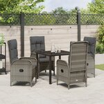 vidaXL Ensemble de salle à manger de jardin 5 pièces gris en poly rattan