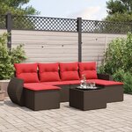 vidaXL Salon de jardin avec coussins 7 Pièces marron résine tressée