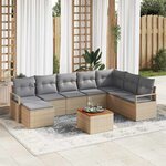 vidaXL Ensemble de canapé de jardin 8 Pièces Beige  gris clair