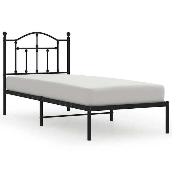 vidaXL Cadre de lit métal sans matelas avec tête de lit noir 90x200 cm