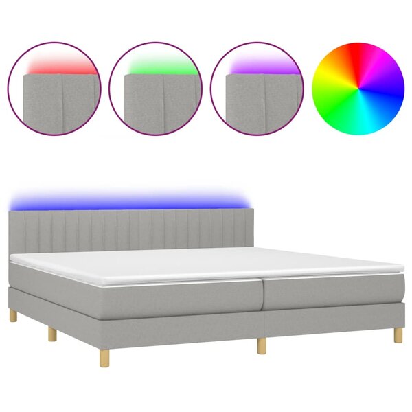vidaXL Sommier à lattes de lit matelas LED Gris clair 200x200 cm Tissu