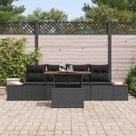vidaXL Ensemble de canapé de jardin 5 Pièces Noir Poly rotin