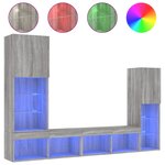 vidaXL Unités murales TV avec LED 4 Pièces gris sonoma bois d'ingénierie