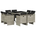 vidaXL Ensemble à manger de jardin et coussins 9 Pièces gris clair rotin