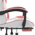 vidaXL Chaise de jeu pivotante et repose-pied Blanc et rose Similicuir