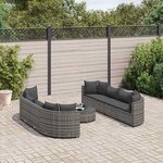 vidaXL Salon de jardin 9 Pièces avec coussins gris résine tressée