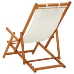vidaXL Chaise pliable de plage Bois d'eucalyptus solide et tissu Crème