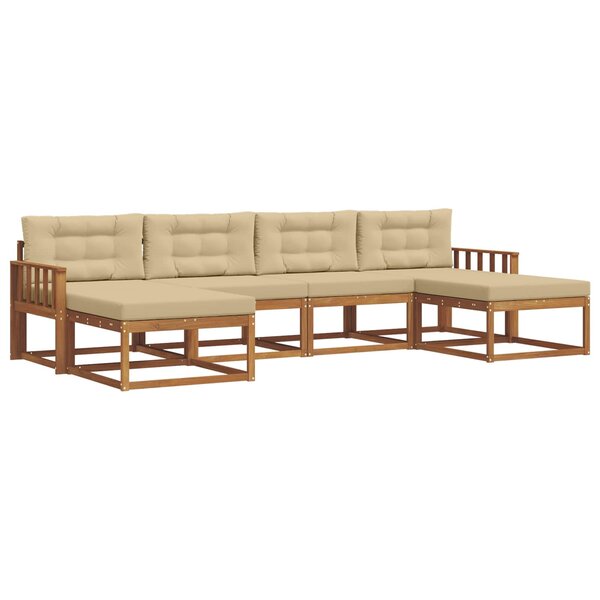 vidaXL Ensemble de canapés d'extérieur 6 Pièces Naturel et Beige