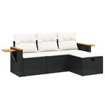 vidaXL Salon de jardin 4 Pièces avec coussins noir résine tressée