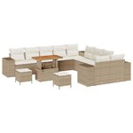 vidaXL Ensemble de canapé de jardin 13 Pièces Beige et crème polyrotin