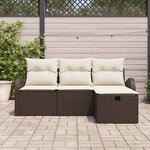 vidaXL Ensemble de canapé de jardin 4 Pièces Marron polyrotin