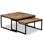 vidaXL Ensemble de table basse gigogne 2 Pièces Teck massif récupération