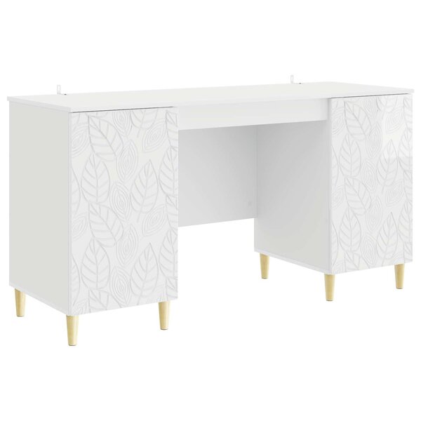 vidaXL Bureau Blanc brillant Bois d'ingénierie 142 5 x 50 x 75 cm