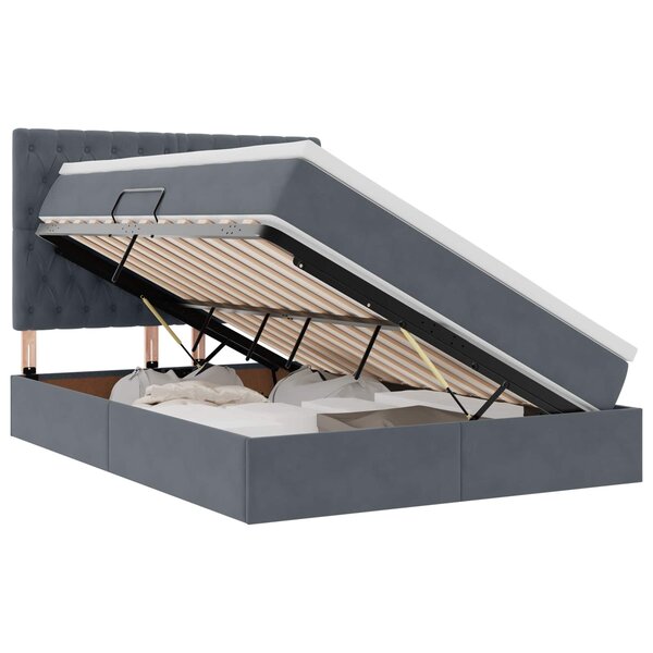 vidaXL Lit avec rangement et LED Gris foncé 140 x 200 cm Velours