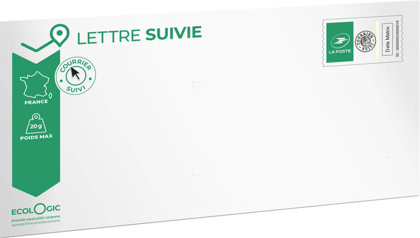 Prêt-à-Poster - Lettre verte suivie - 20g - Enveloppe à l'unité