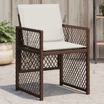 vidaXL Chaises de jardin avec coussins lot de 4 marron résine tressée