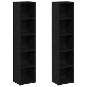 vidaXL Armoires à CD 2 Pièces chêne noir 21x16x93 5 cm bois d'ingénierie