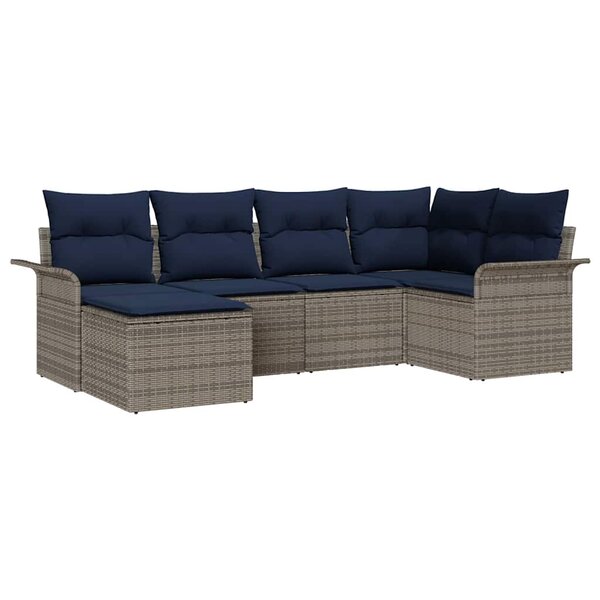 vidaXL Ensemble de canapé de jardin avec coussin 6 Pièces Gris polyrotin