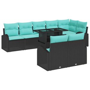 vidaXL Ensemble de canapé de jardin 9 Pièces Noir Poly rotin