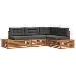 vidaXL Ensemble de canapés d'extérieur 4 Pièce Naturel et Anthracite