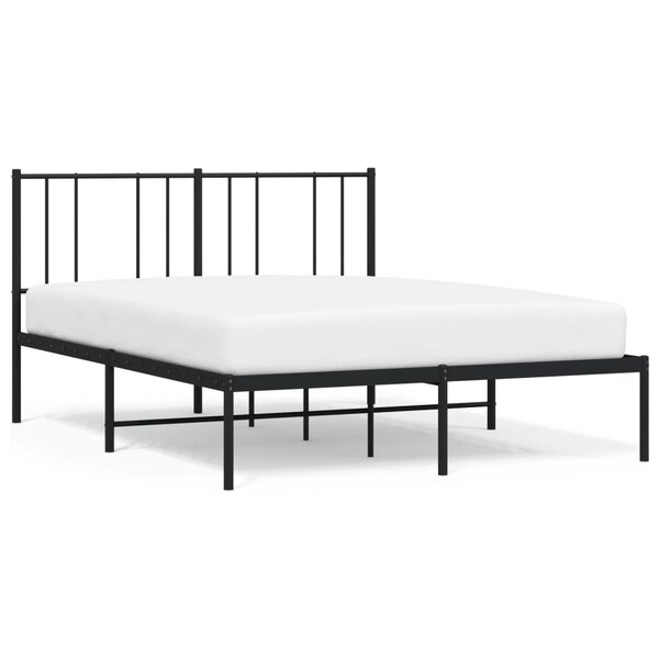 vidaXL Cadre de lit métal avec tête de lit noir 120x200 cm