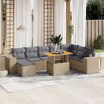vidaXL Salon de jardin avec coussins 9 Pièces beige résine tressée