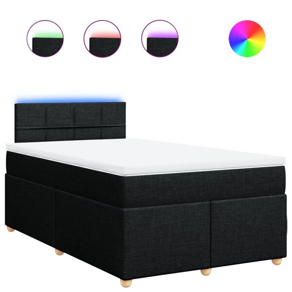 vidaXL Sommier à lattes de lit avec matelas noir 120x190 cm tissu